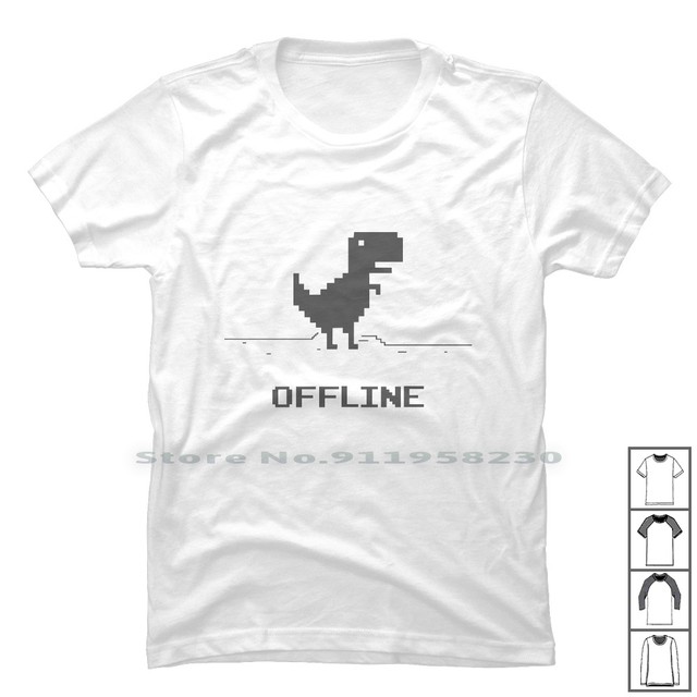 T-rex chrome offilne t camisa 100% algodão dinossauro chrome trex linha jogo  rex fora om me - AliExpress